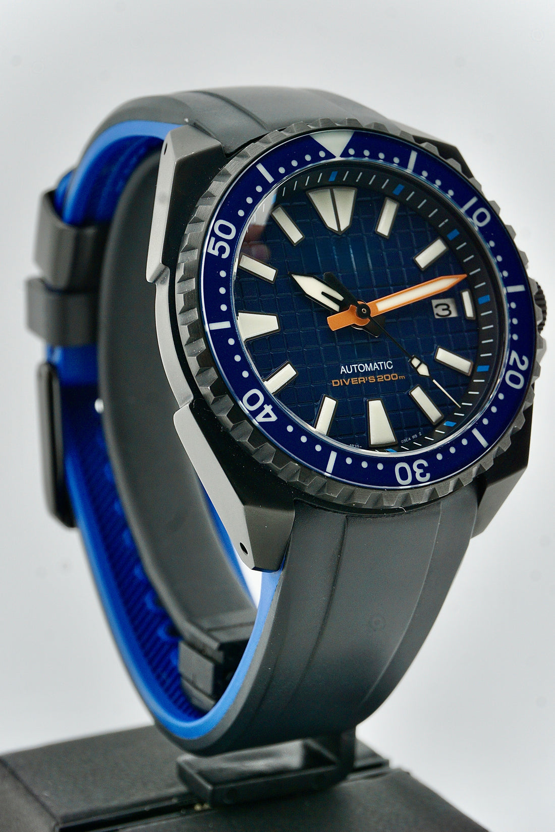 SAM SKTL Series with blue dial and orange hand